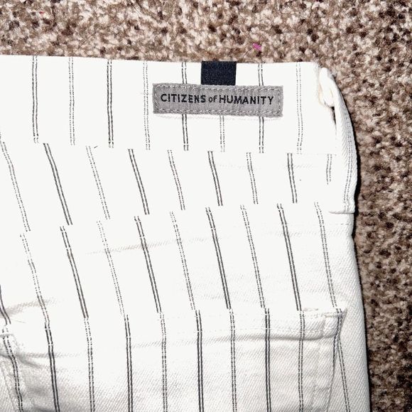 Citizens of Humanity Women's Rocket Crop High Rise Skinny Striped Jeans White - Picture 12 of 12